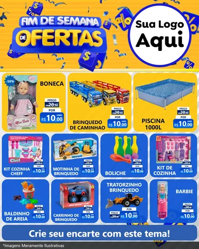 Modelo de Rede Social para Feed Instagram com o tema Fim de Semana de Ofertas para Brinquedos