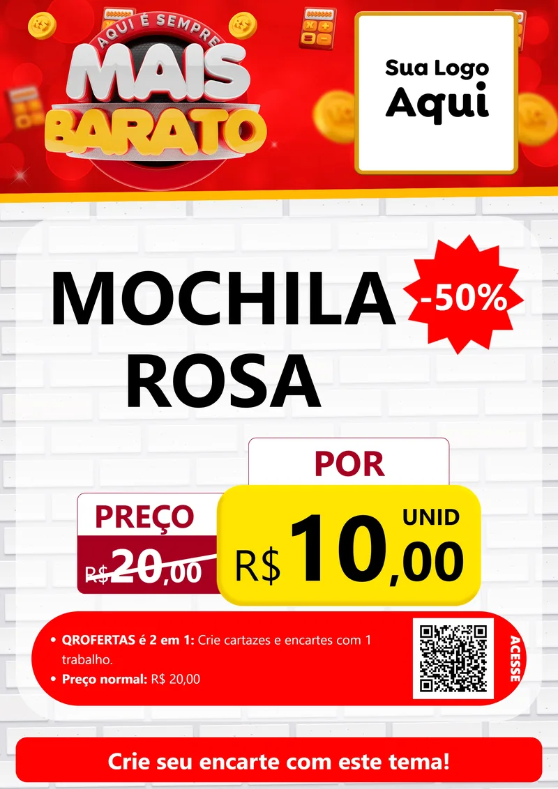 Modelo de Cartaz para Cartaz A4 Vertical com o tema Mais Barato para Papelaria