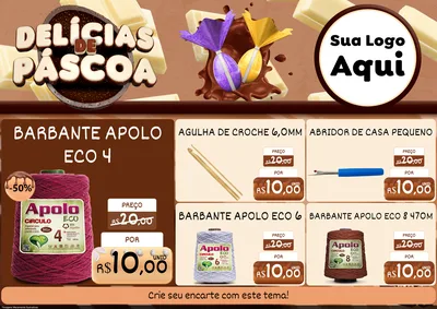 Modelo de Encarte para Encarte A4 Horizontal com o tema Delícias de Páscoa para Armarinho e Aviamentos