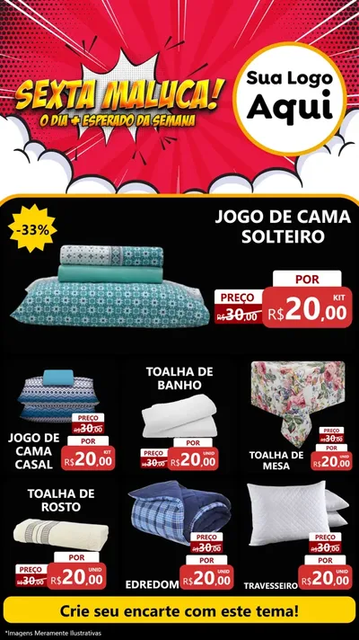 Modelo de Rede Social para Stories com o tema Sexta Maluca! para Cama, Mesa e Banho