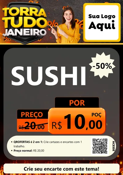 Modelo de Cartaz para Cartaz A4 Vertical com o tema Torra Tudo Janeiro para Comida japonesa