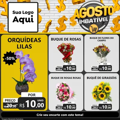 Modelo de Rede Social para Feed Facebook com o tema Agosto imbatível para Floricultura e jardim