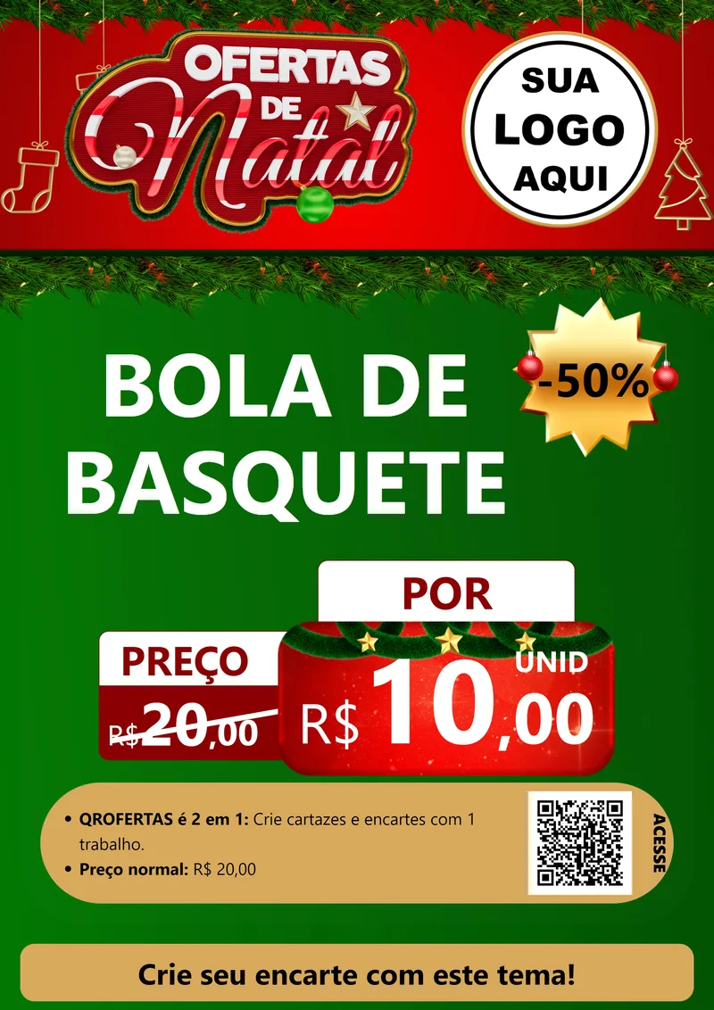 Modelo de Cartaz para Cartaz A4 Vertical com o tema Ofertas de Natal para Artigos Esportivos