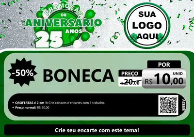 Modelo de Cartaz para Cartaz A4 Horizontal com o tema Promoção de Aniversário - 25 Anos para Brinquedos