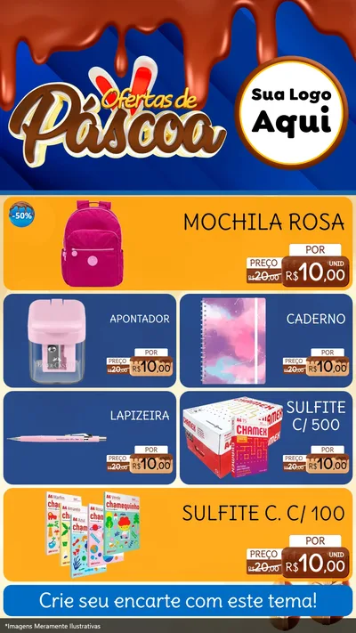 Modelo de TV para TV Vertical com o tema Ofertas de Páscoa para Papelaria