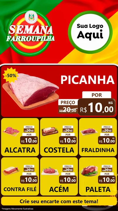 Modelo de Rede Social para Stories com o tema Semana Farroupilha para Açougue