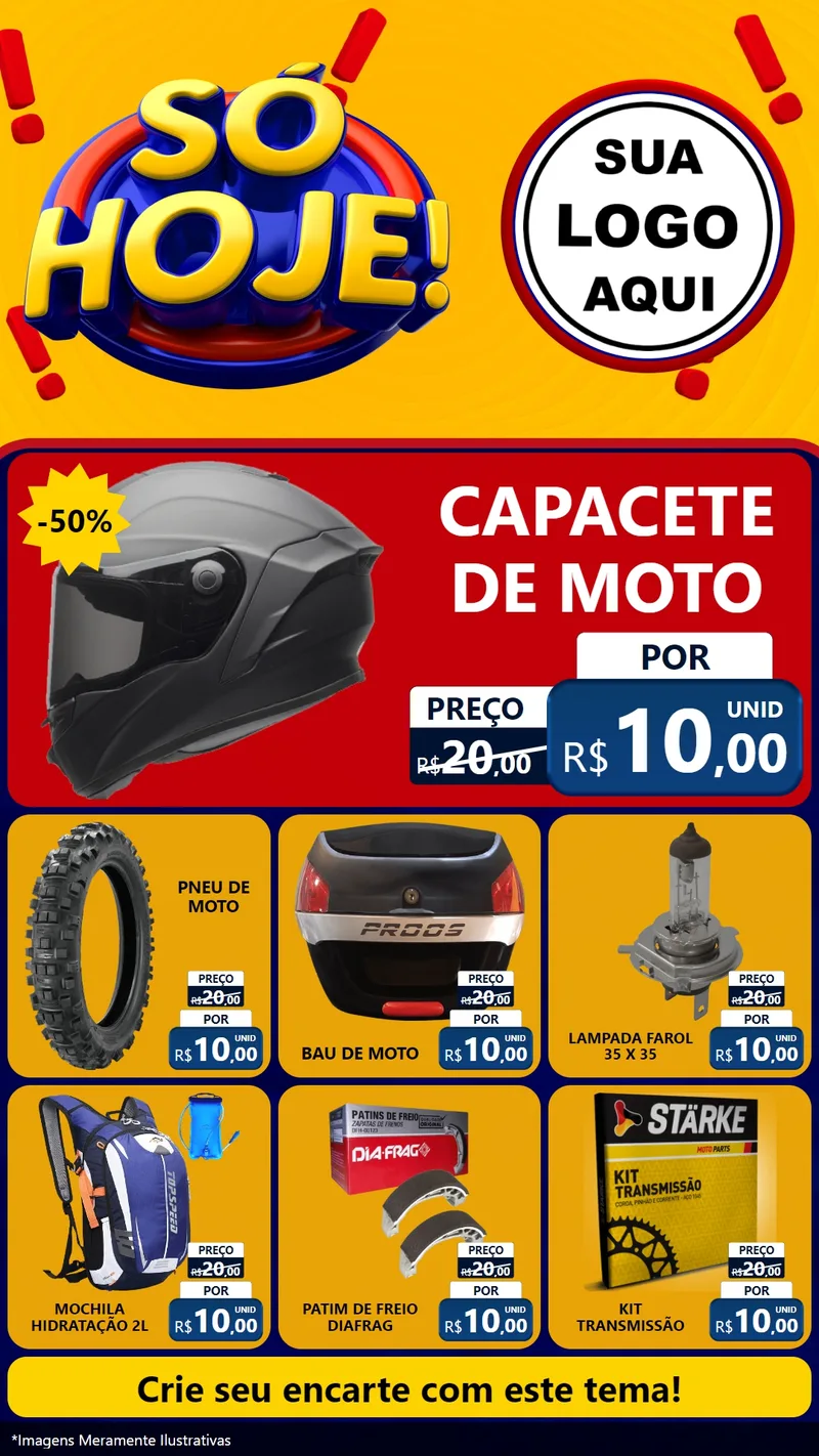 Modelo de Rede Social para Stories com o tema Só Hoje! para Moto peças