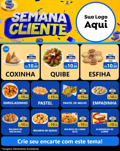 Modelo de Rede Social para Feed Instagram com o tema Semana do Cliente para Salgadaria