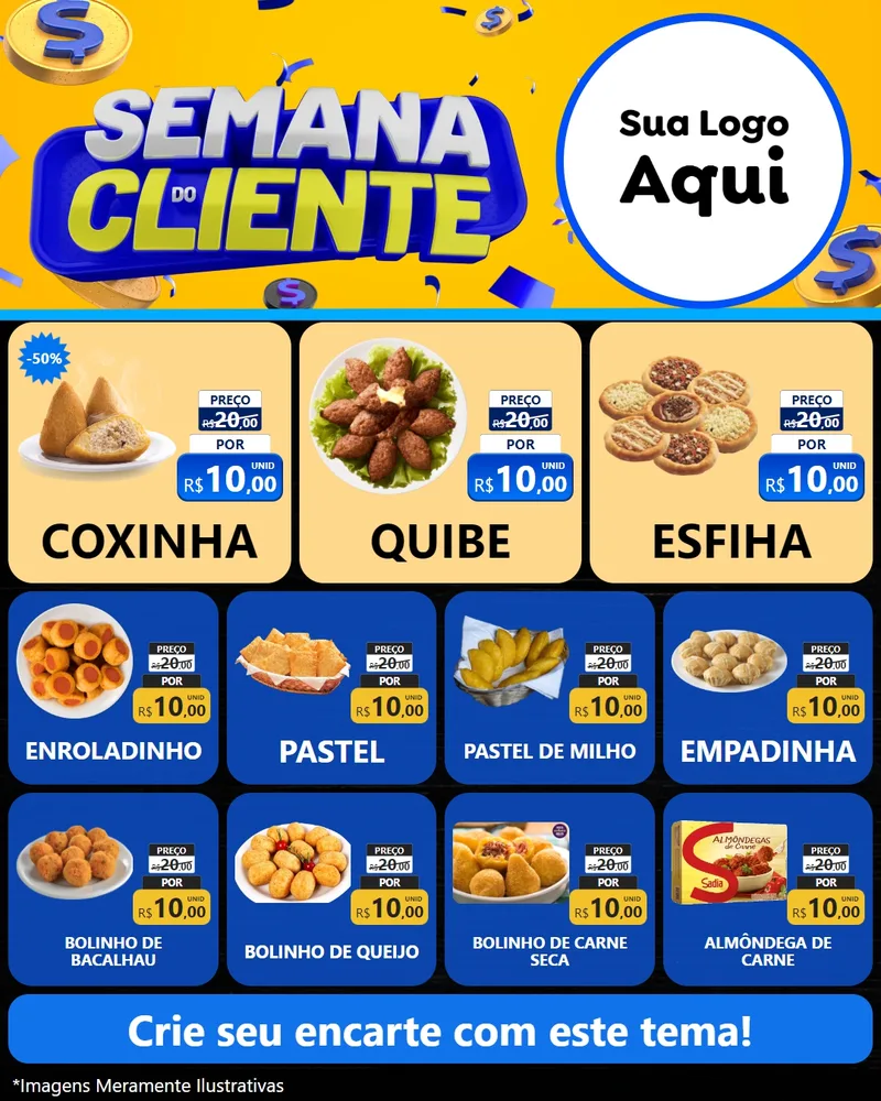 Modelo de Rede Social para Feed Instagram com o tema Semana do Cliente para Salgadaria