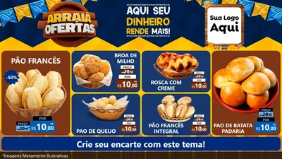 Modelo de TV para TV Horizontal com o tema Arraiá de Ofertas - Junina para Padaria