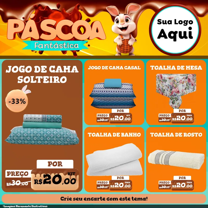 Modelo de Rede Social para Feed Facebook com o tema Páscoa Fantástica para Cama, Mesa e Banho