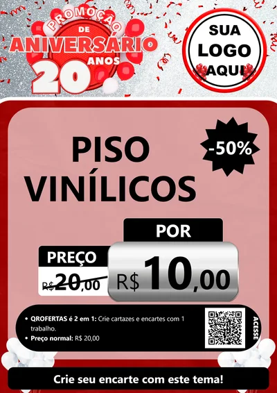 Modelo de Cartaz para Cartaz A4 Vertical com o tema Promoção de Aniversário - 20 Anos para Material para Construção
