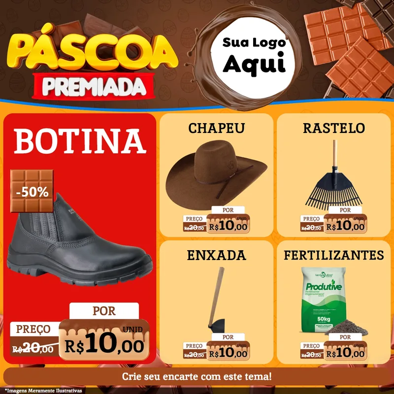 Modelo de Rede Social para Feed Facebook com o tema Páscoa Premiada para Agropecuária