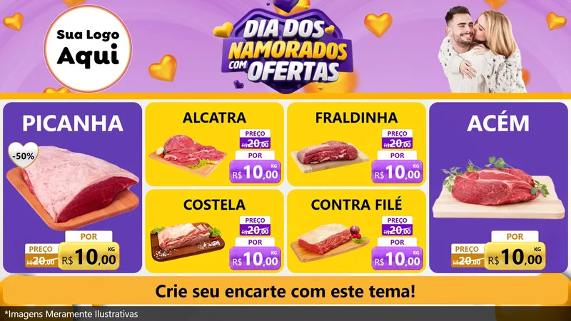 Modelo de TV para TV Horizontal com o tema Dia Dos Namorados Com Ofertas para Açougue