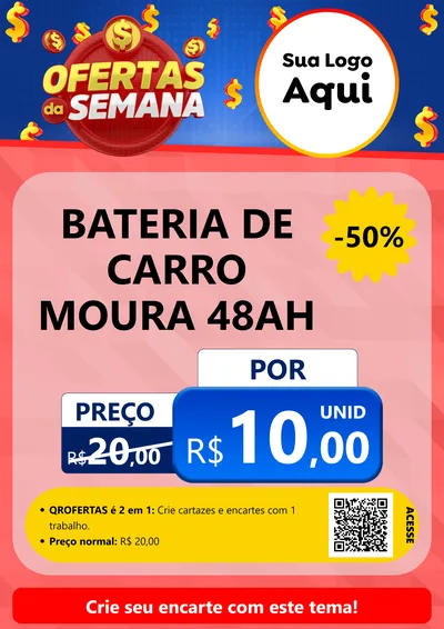 Modelo de Cartaz para Cartaz A4 Vertical com o tema Ofertas Da Semana para Baterias Elétricas