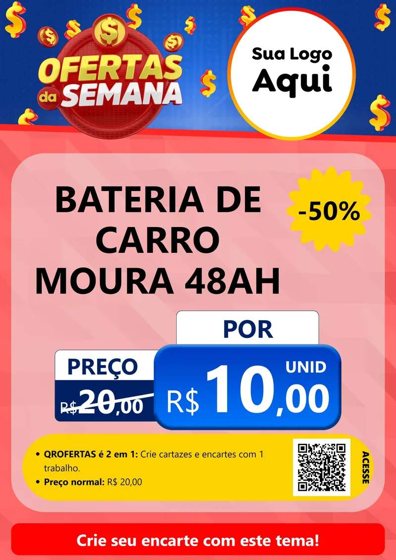 Modelo de Cartaz para Cartaz A4 Vertical com o tema Ofertas Da Semana para Baterias Elétricas