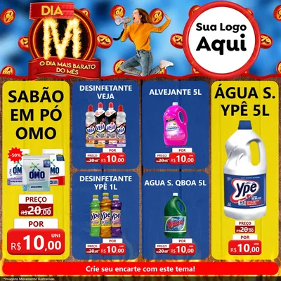 Modelo de Rede Social para Feed Facebook com o tema Dia M - O Dia Mais Barato Do Mês para Produtos de Limpeza