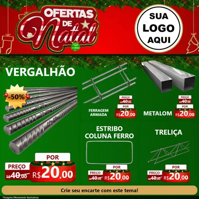 Modelo de Rede Social para Feed Facebook com o tema Ofertas de Natal para Ferragens