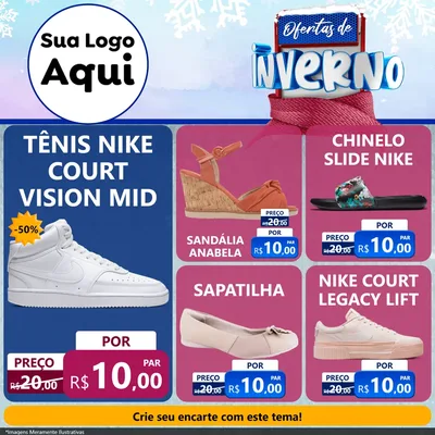 Modelo de Rede Social para Feed Facebook com o tema Ofertas de Inverno para Calçados