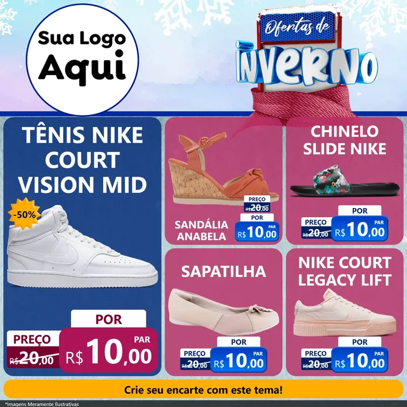 Modelo de Rede Social para Feed Facebook com o tema Ofertas de Inverno para Calçados