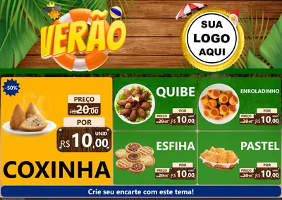 Modelo de Encarte para Encarte A4 Horizontal com o tema Verão para Salgadaria