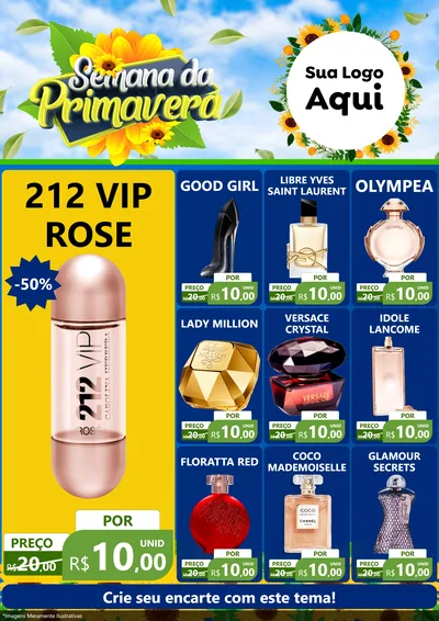 Modelo de Encarte para Encarte A4 Vertical com o tema Semana da Primavera para Perfumes