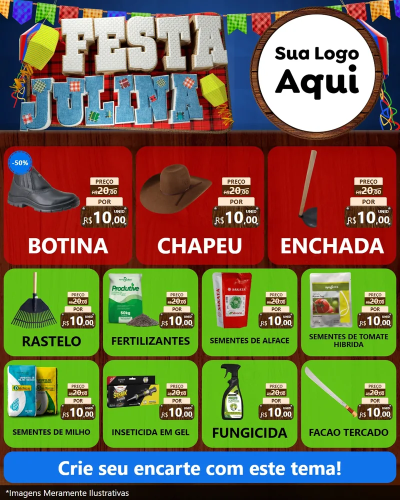 Modelo de Rede Social para Feed Instagram com o tema Festa Julina para Agropecuária
