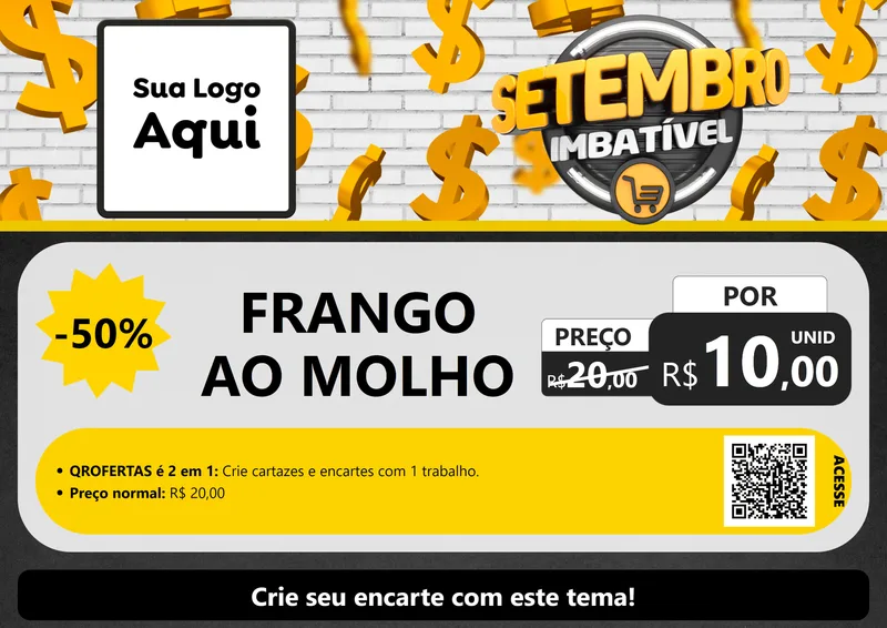 Modelo de Cartaz para Cartaz A4 Horizontal com o tema Setembro Imbatível para Restaurante