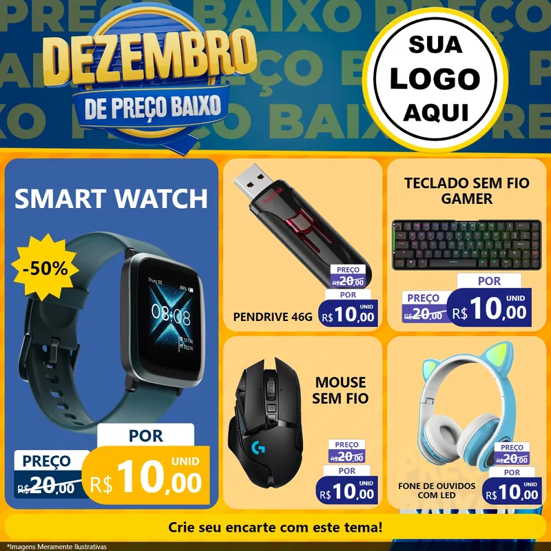 Modelo de Rede Social para Feed Facebook com o tema Dezembro de Preço Baixo para Informática