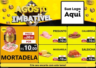 Modelo de Encarte para Encarte A4 Horizontal com o tema Agosto Imbatível para Frios e Laticínios
