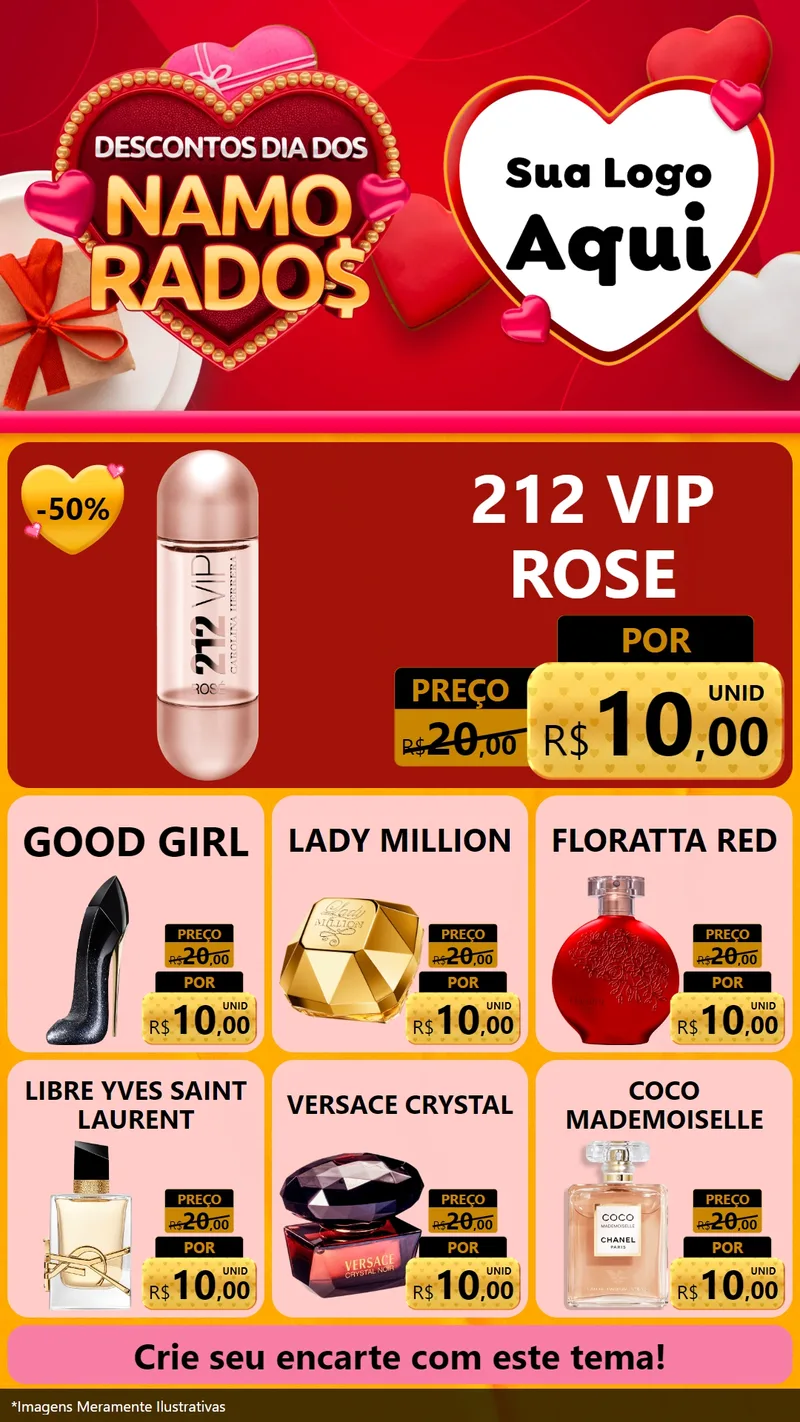 Modelo de Rede Social para Stories com o tema Descontos Dia dos Namorados para Perfumes