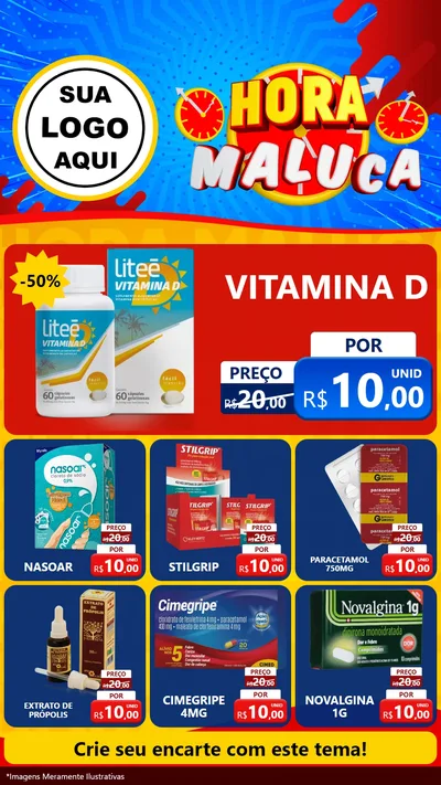 Modelo de Rede Social para Stories com o tema Hora Maluca para Farmácia