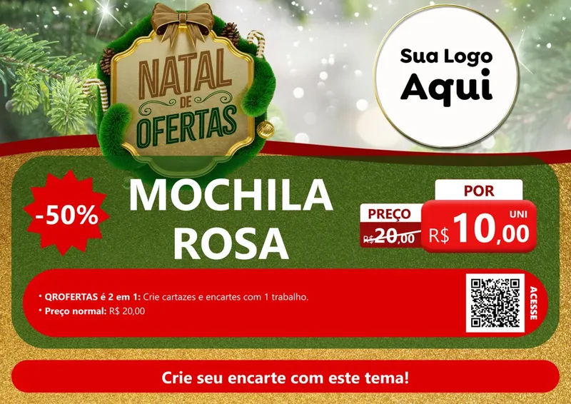 Modelo de Cartaz para Cartaz A4 Horizontal com o tema Ofertas de Natal para Papelaria