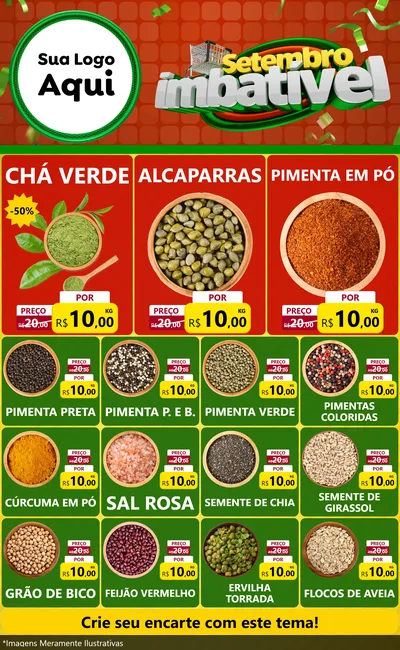 Modelo de Encarte para Encarte Grande com o tema Setembro Imbatível para Produtos Naturais