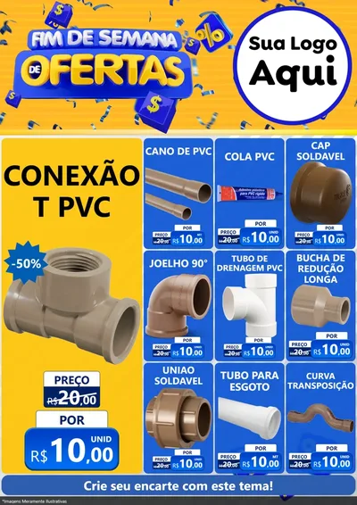 Modelo de Encarte para Encarte A4 Vertical com o tema Fim de Semana de Ofertas para Tubos e conexões
