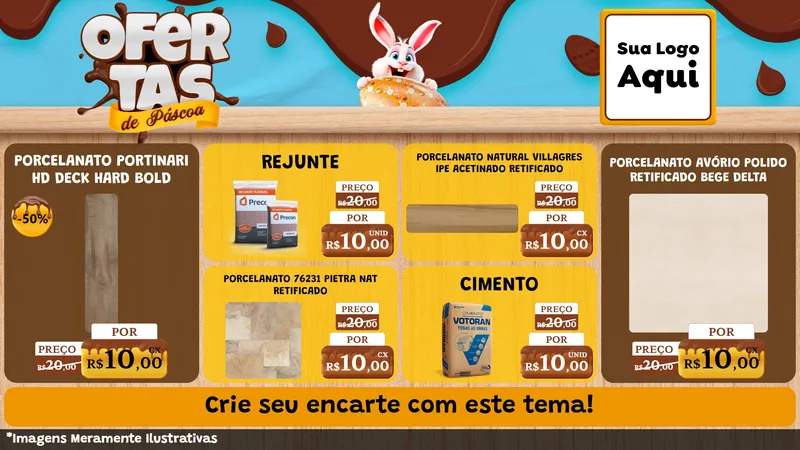 Modelo de TV para TV Horizontal com o tema Ofertas de Páscoa para Pisos e revestimentos