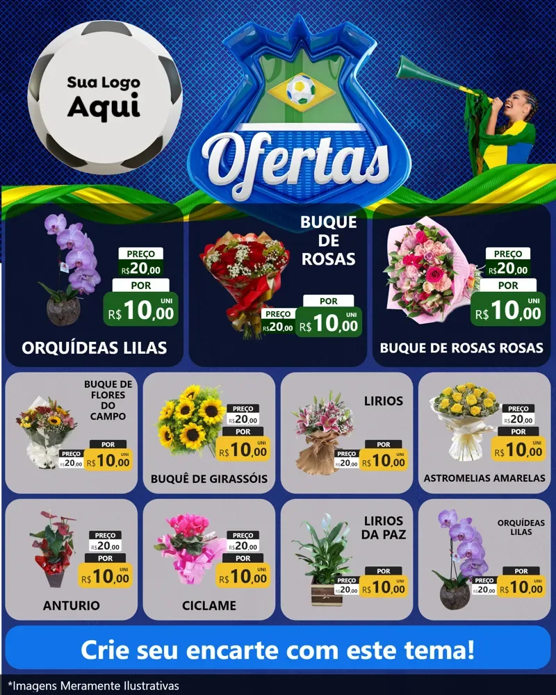 Modelo de Rede Social para Feed Instagram com o tema Ofertas (Futebol) para Floricultura e jardim