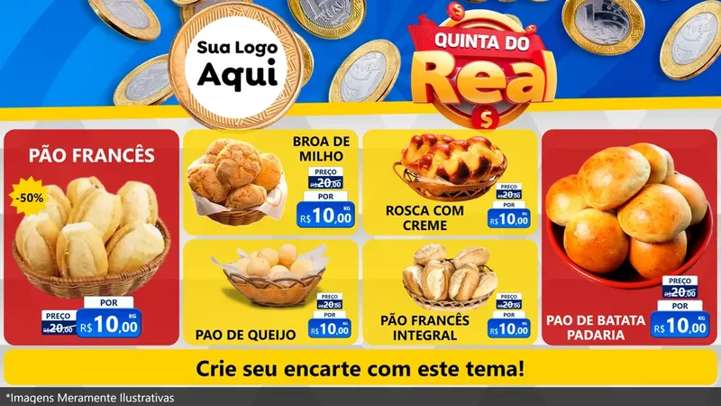 Modelo de TV para TV Horizontal com o tema Quinta do Real para Padaria