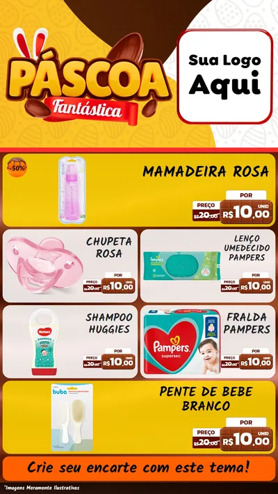 Modelo de TV para TV Vertical com o tema Páscoa Fantástica para Bebês
