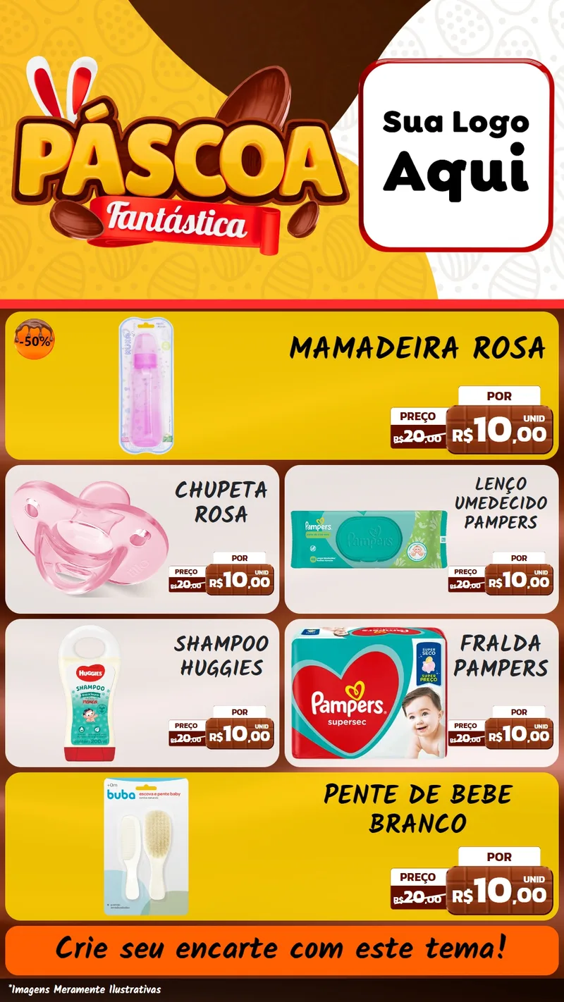 Modelo de TV para TV Vertical com o tema Páscoa Fantástica para Bebês