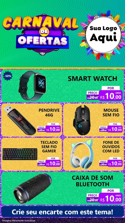 Modelo de TV para TV Vertical com o tema Carnaval de Ofertas para Informática