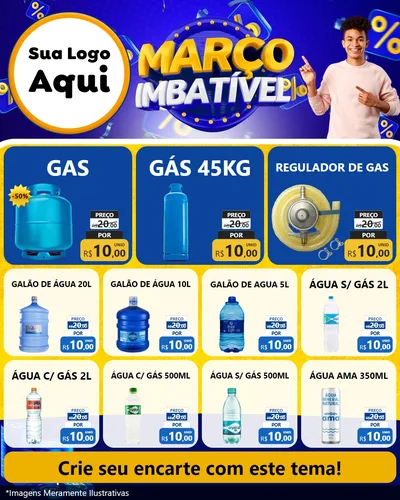Modelo de Rede Social para Feed Instagram com o tema Março Imbatível para Água e gás