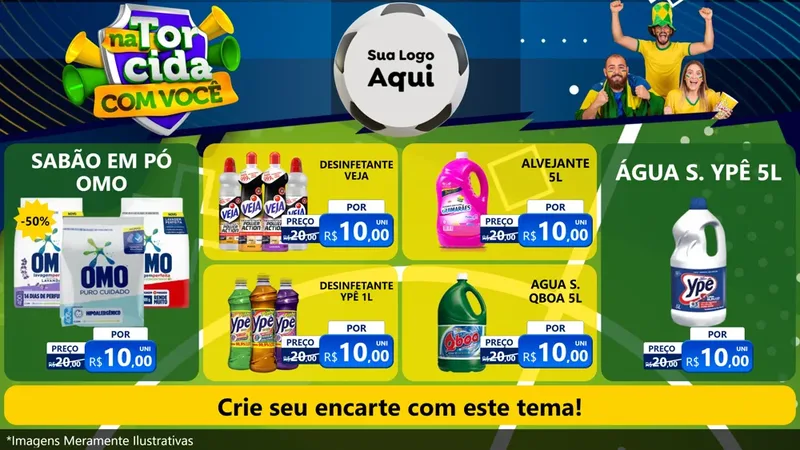 Modelo de TV para TV Horizontal com o tema Na Torcida Com Você - Copa para Produtos de Limpeza