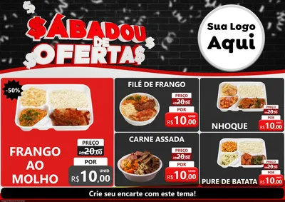 Modelo de Encarte para Encarte A4 Horizontal com o tema Sabadou de Ofertas para Restaurante