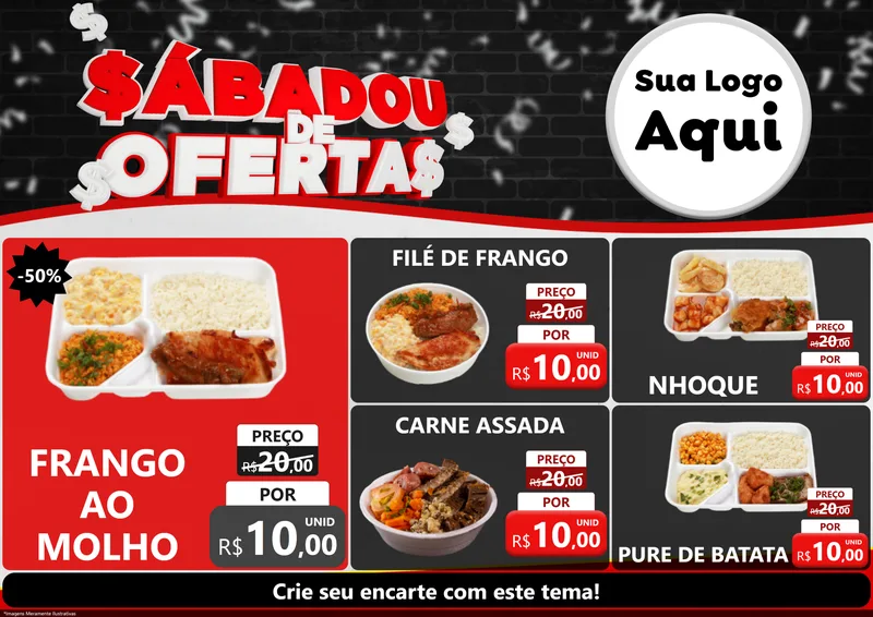 Modelo de Encarte para Encarte A4 Horizontal com o tema Sabadou de Ofertas para Restaurante