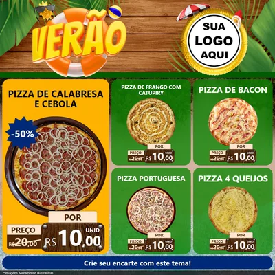 Modelo de Rede Social para Feed Facebook com o tema Verão para Pizzaria