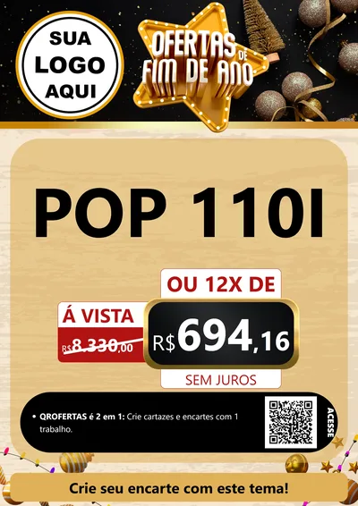 Modelo de Cartaz para Cartaz A4 Vertical com o tema Ofertas de Fim de Ano para Concessionaria de Motos
