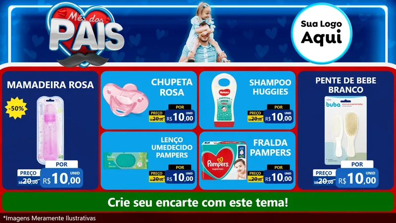Modelo de TV para TV Horizontal com o tema Mês Dos Pais para Bebês