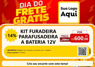 Modelo de Cartaz para Cartaz A4 Horizontal com o tema Dia do Frete Grátis para Maquinas e Ferramentas