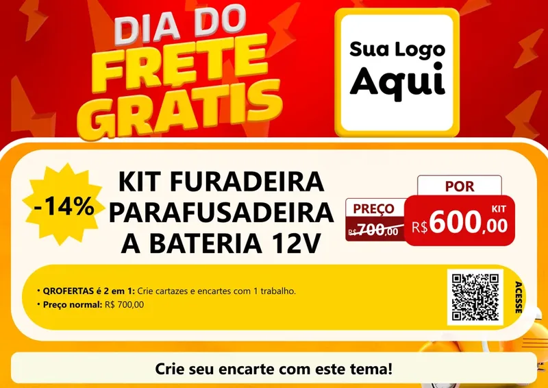 Modelo de Cartaz para Cartaz A4 Horizontal com o tema Dia do Frete Grátis para Maquinas e Ferramentas